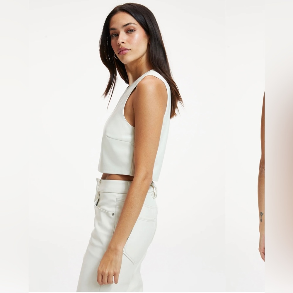 Good American Faux Leather Crop Top